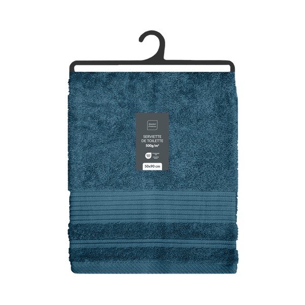 Tmavě modrý froté bavlněný ručník 50x90 cm Tendresse – douceur d'intérieur-image-4