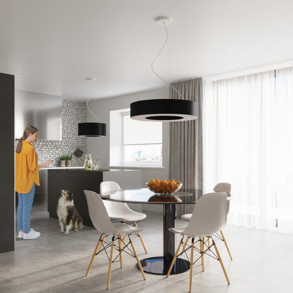 Černé závěsné svítidlo s textilním stínidlem ø 50 cm Galata – Sollux-image-4