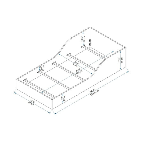 Bílá jednolůžková postel 90x190 cm Oya – Kalune Design-image-4