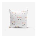 Dětský povlak na polštář 43x43 cm White Pink Cat – Mila Home