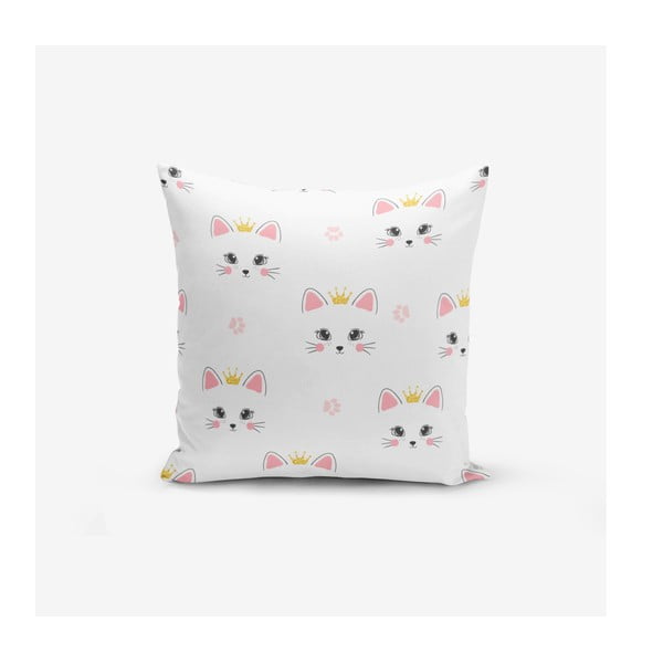 Dětský povlak na polštář 43x43 cm White Pink Cat – Mila Home