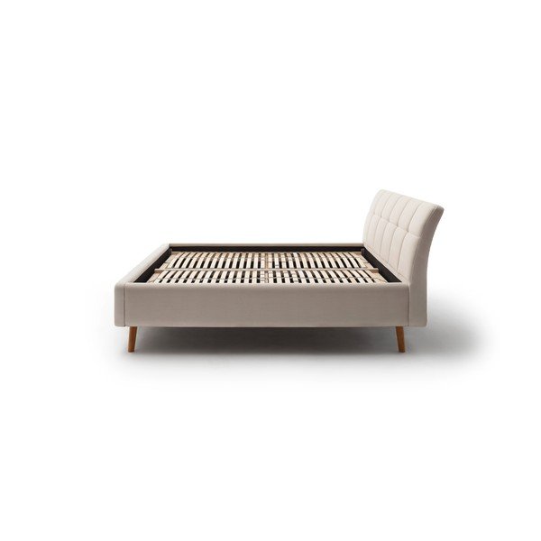 Béžová čalouněná dvoulůžková postel s úložným prostorem s roštem 160x200 cm Mila – Meise Möbel-image-4