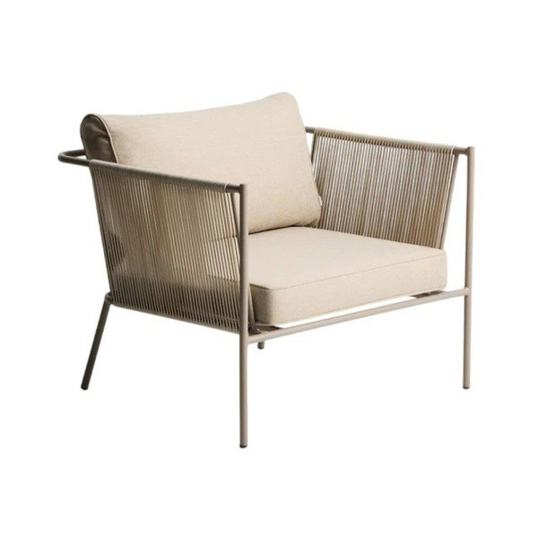 Krémové/taupe kovové/polstrované zahradní křeslo Zivia – Kave Home