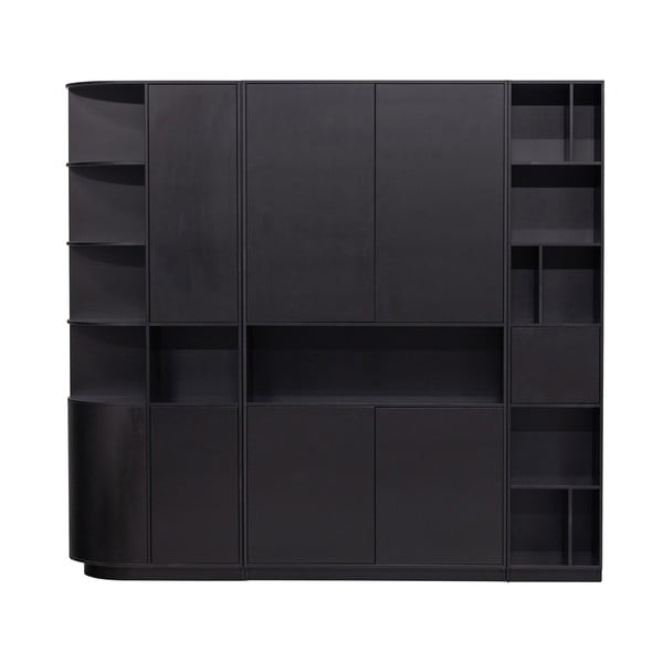 Černá modulární knihovna z borovicového dřeva 228x210 cm Finca – WOOOD