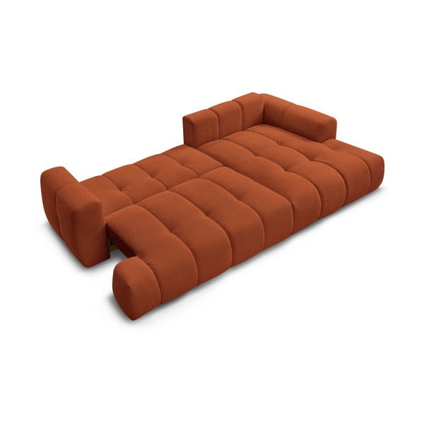 Rozkládací/s úložným prostorem rohová pohovka v cihlové barvě (pravý roh/s lenoškou) Fuji – Bobochic Paris-image-4