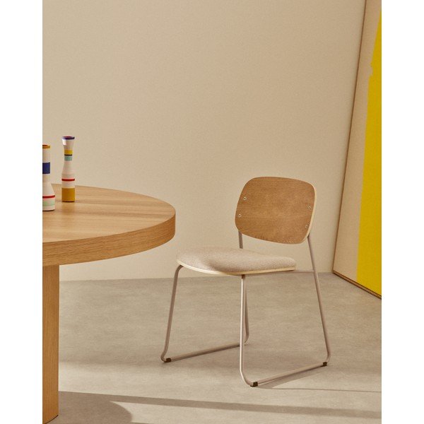 Béžová/v přírodní barvě kovová stohovatelná jídelní židle Meli – Kave Home-image-1