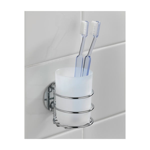 Bílý samodržící kelímek na zubní kartáčky z nerezové oceli – Wenko-image-2