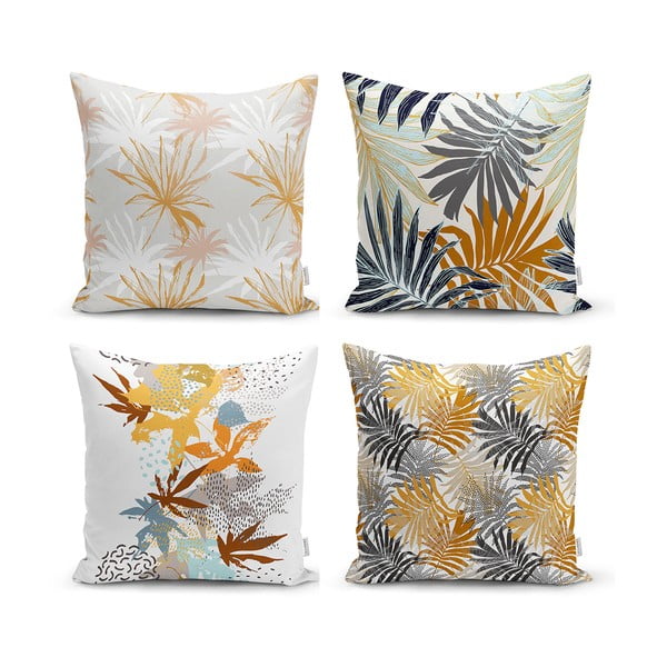 Sada 4 dekorativních povlaků na polštáře Minimalist Cushion Covers Autumn Leaves, 45 x 45 cm