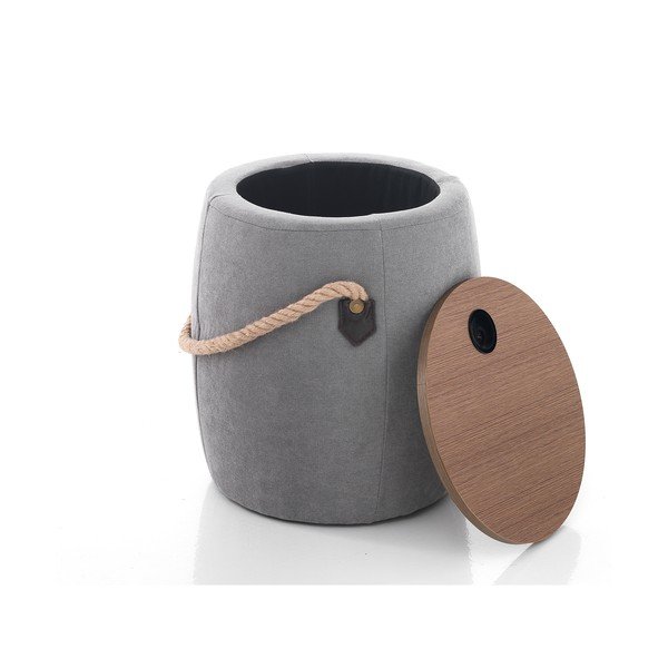 Šedý puf s úložným prostorem Tomasucci Barril, ø 40 cm-image-1