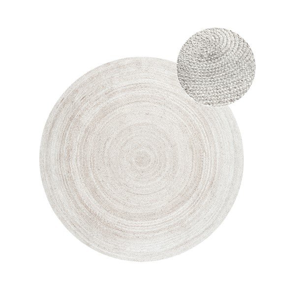 Bílý oboustranný/ručně tkaný jutový kulatý koberec ø 140 cm Braided – Hanse Home