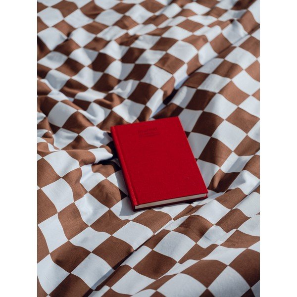 Světle modrý/hnědý povlak na peřinu na jednolůžko z bavlněného saténu 140x200 cm Plu – noo.ma-image-2