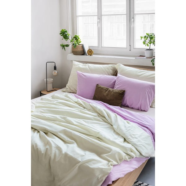 Povlečení na dvoulůžko ze stonewashed bavlny v barvě slonovinové kosti Bonami Selection, 200 x 200 cm-image-4