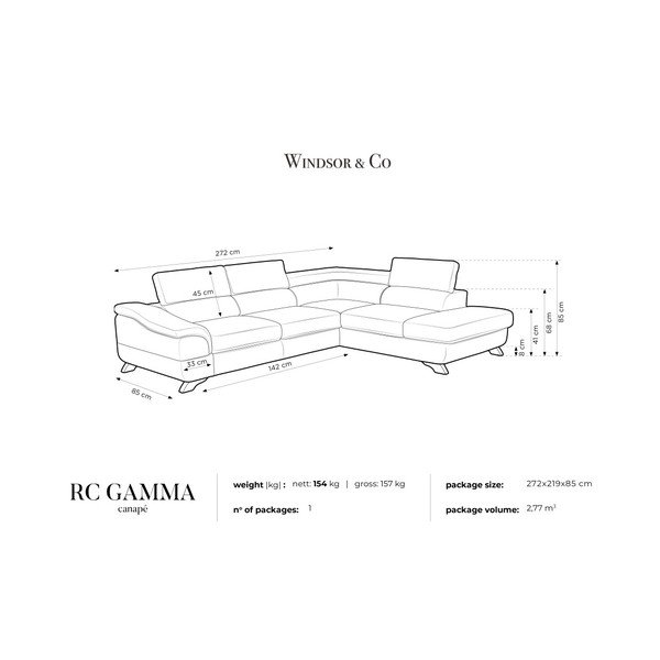 Šedá rozkládací pohovka s úložným prostorem Windsor & Co Sofas Gamma, pravá strana-image-4