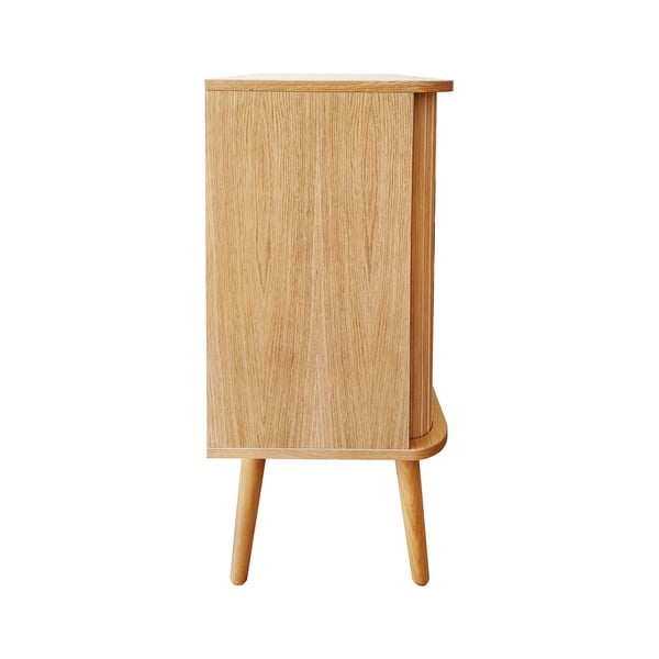 Vysoká komoda v dekoru dubu s posuvnými dveřmi v přírodní barvě 83x95 cm Rove – Woodman-image-4