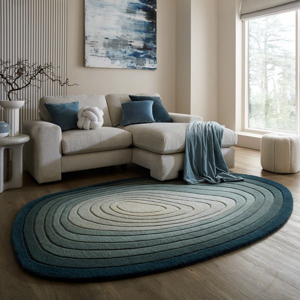 Modrý vlněný koberec 160x230 cm Puddle Ombre Wool – Flair Rugs-image-1
