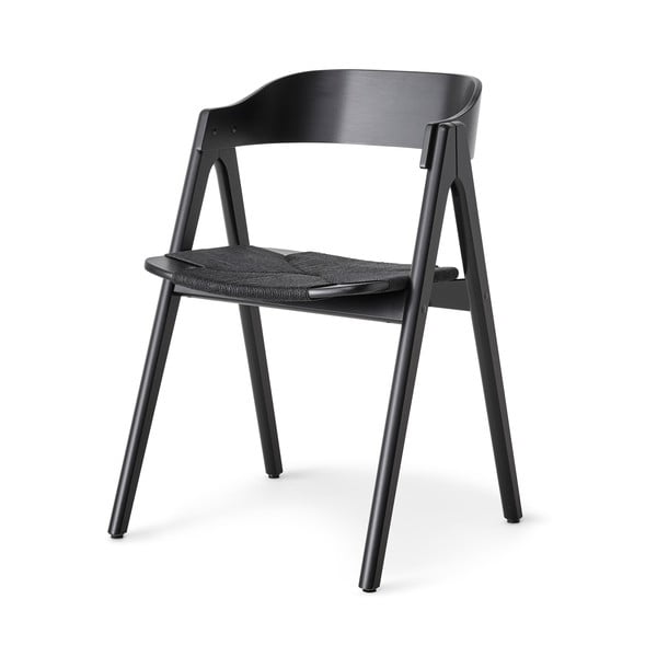 Černá jídelní židle z bukového dřeva s černým ratanovým sedákem Findahl by Hammel Mette
