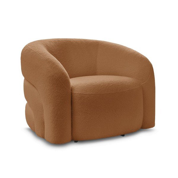 Oranžové otočné křeslo z textilie bouclé Elina – Bobochic Paris