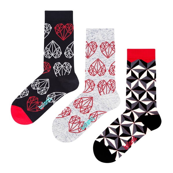 Set 3 párů ponožek Ballonet Socks Black & White v dárkovém balení, velikost 36 - 40