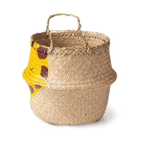 Dětský koš na hračky z mořské trávy ve žluto-přírodní barvě ø 30x28 cm Giraffe – Compactor-image-4