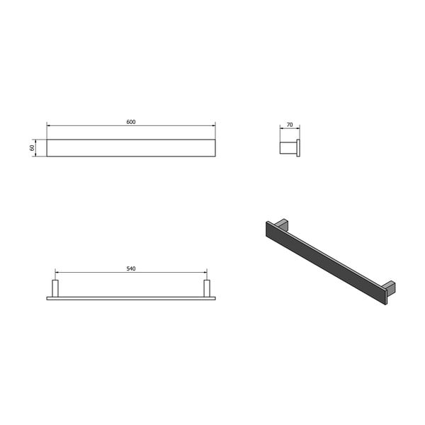 Matně černý nástěnný držák na ručníky Patron – Sapho-image-4