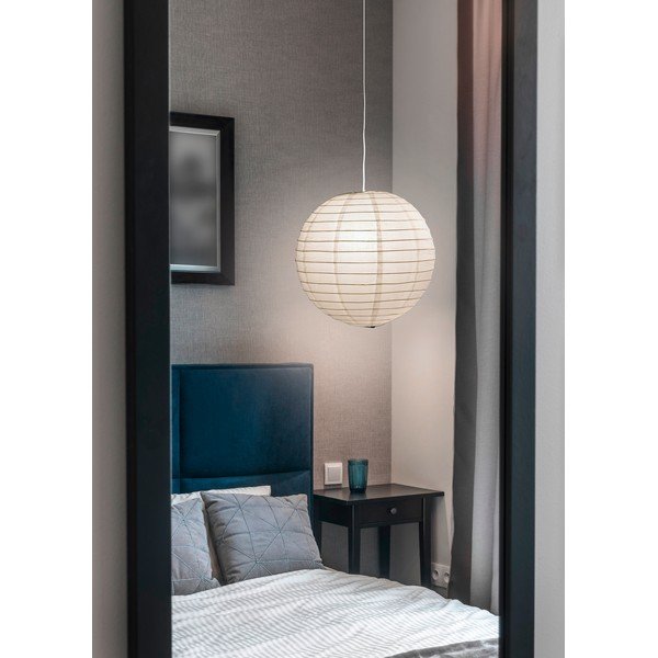 Bílé závěsné svítidlo s papírovým stínidlem Paper – Trio-image-1