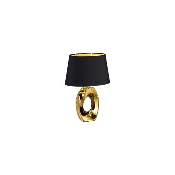 Stolní lampa v černo-zlaté barvě z keramiky a tkaniky Reality Taba, výška 33 cm