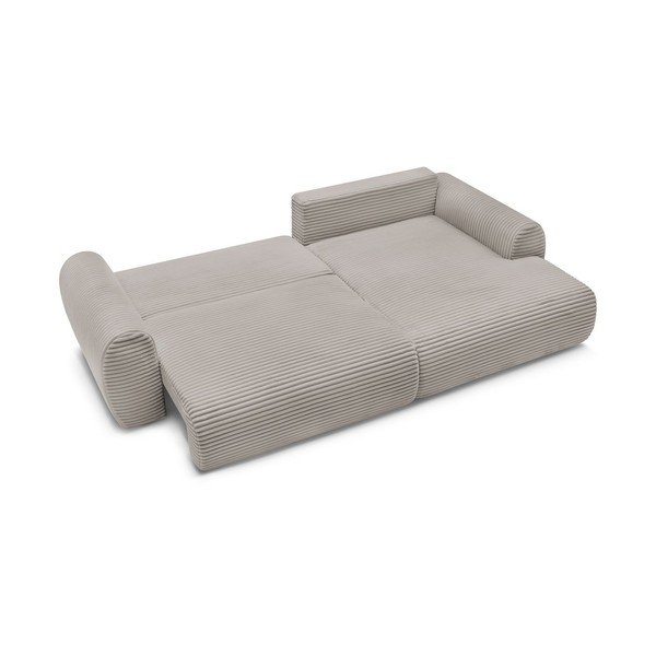 Světle šedo-béžová manšestrová rozkládací rohová pohovka (pravý roh) Lucien – Bobochic Paris-image-4