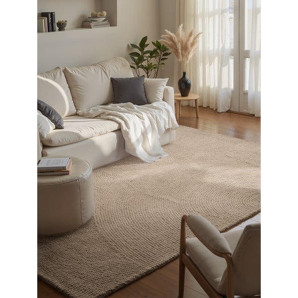 Béžový ručně tkaný vlněný koberec 120x180 cm Eleni Light Beige – Hanse Home-image-1