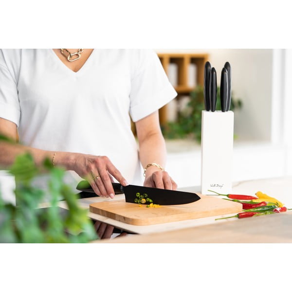 Sada 5 nožů v bílém držáku Vialli Design Caro-image-4