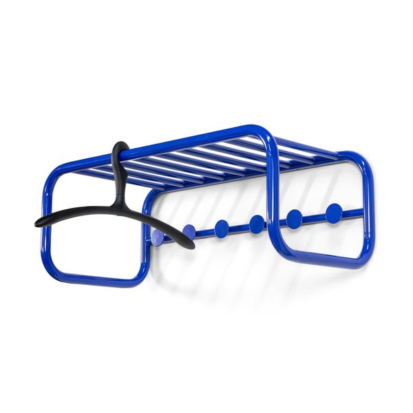 Modrý kovový nástěnný věšák s poličkou 72 cm Retro – Spinder Design-image-3