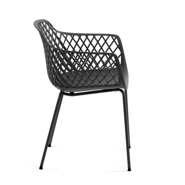 Tmavě šedá kovová zahradní židle Quinn – Kave Home-image-2