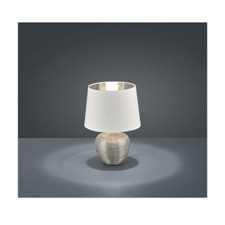 Bílá stolní lampa z keramiky a tkaniny Trio Luxor, výška 26 cm