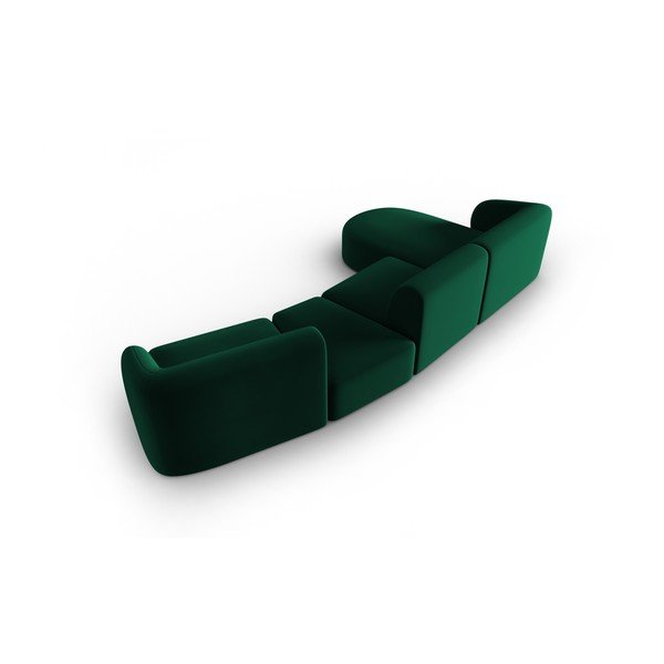 Zelená sametová rohová pohovka (levý roh/s lenoškou) Paolo – Milo Casa-image-3