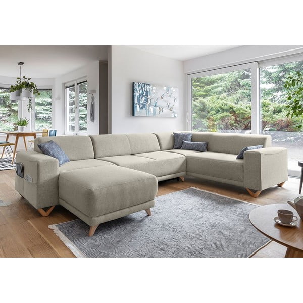 Béžová rozkládací/s úložným prostorem rohová pohovka (pravý roh/do "U") Classy Sophie – Miuform-image-3