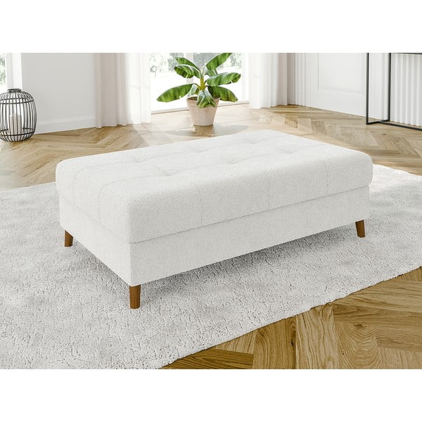 Bílá podnožka z textilie bouclé Ariella – Ropez-image-2