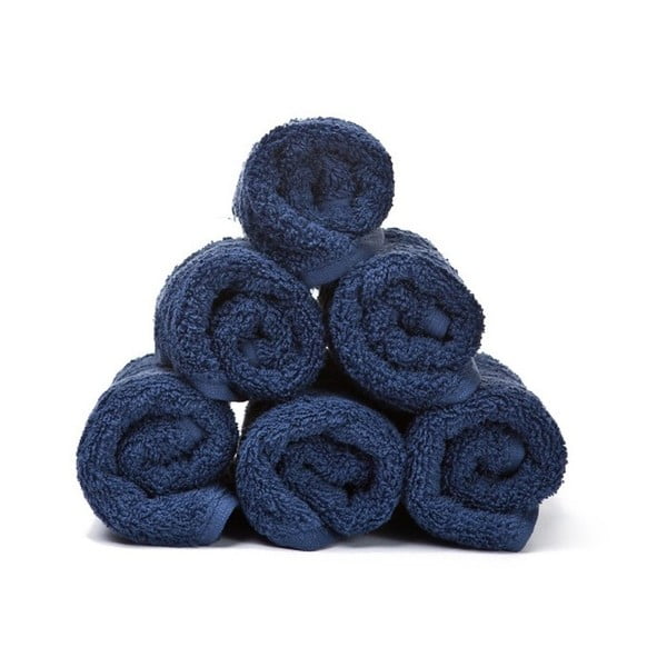 Sada 6 modrých ručníků z čisté bavlny Casa Di Bassi