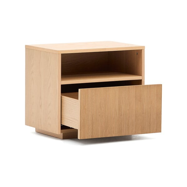 Noční stolek v dekoru dubu v přírodní barvě Helvine – Kave Home-image-4