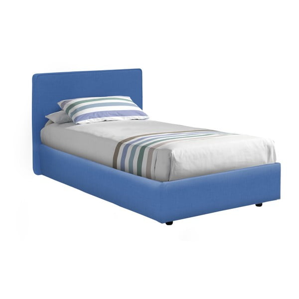 Modrá jednolůžková postel s úložným prostorem a matrací 13Casa Ninfea, 80 x 190 cm
