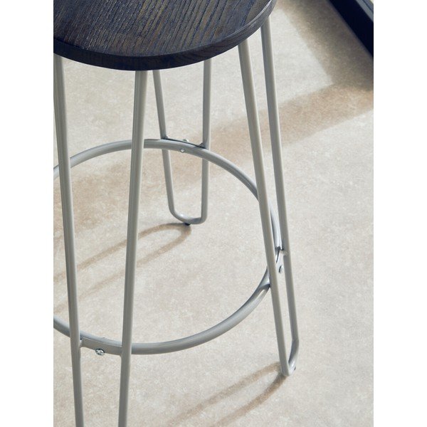 Šedá/v tmavě přírodní barvě barová stolička z jilmového dřeva (výška sedáku 75 cm) District – Premier Housewares-image-3