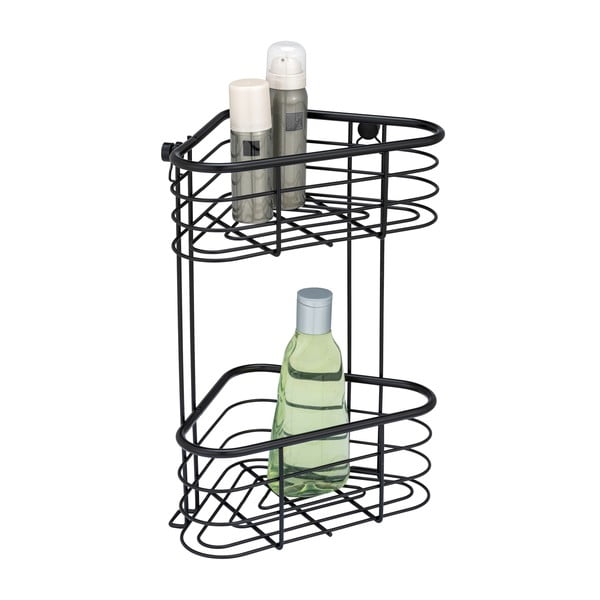 Černá rohová sprchová police Wenko Trestina, 25 x 35 cm-image-1