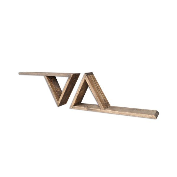 Sada 2 dřevěných nástěnných polic Triangles-image-3