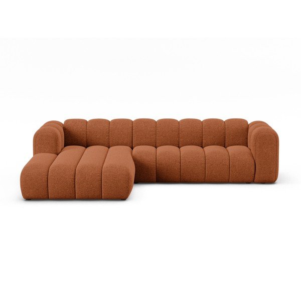 Žinylková rohová pohovka v cihlové barvě (levý roh/s lenoškou) Lupine – Micadoni 