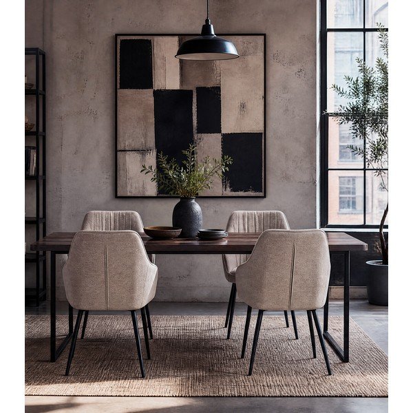 Béžové čalouněné jídelní křeslo s područkami Nolan – Unique Furniture-image-2