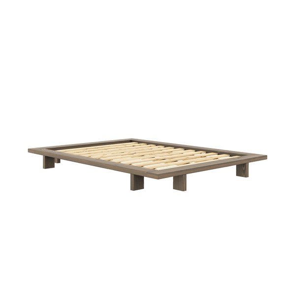 Hnědá dvoulůžková postel z borovicového dřeva s roštem 140x200 cm Japan – Karup Design