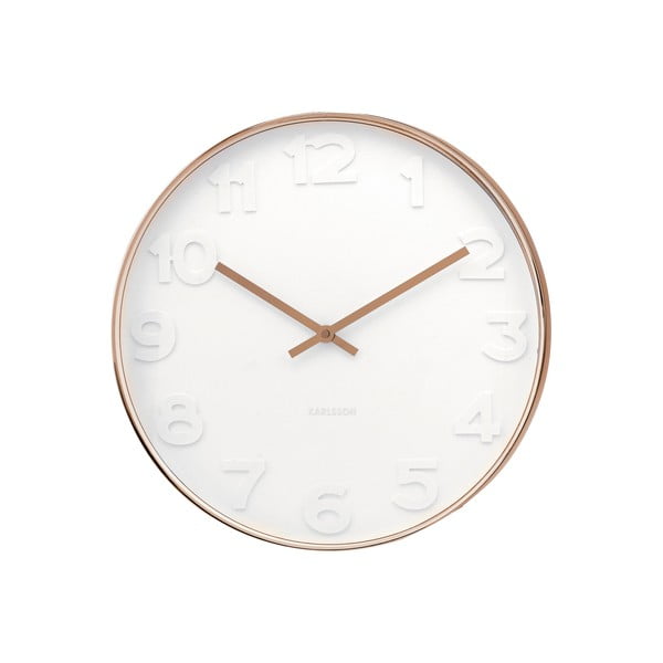Bílé hodiny Present Time Minimal Copper