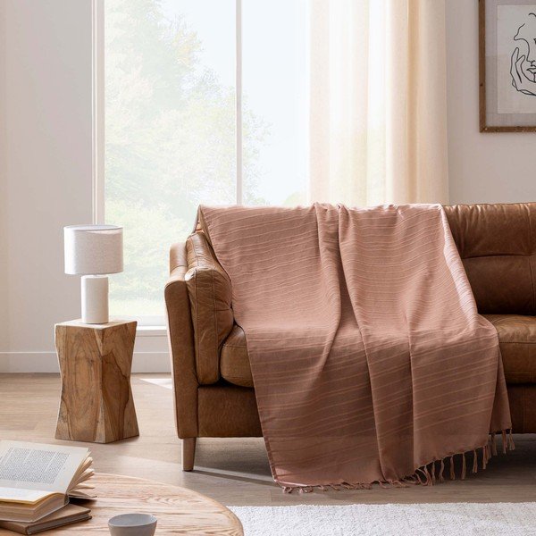 Bavlněný přehoz v terakotové barvě 125x150 cm Lilia – douceur d'intérieur-image-1