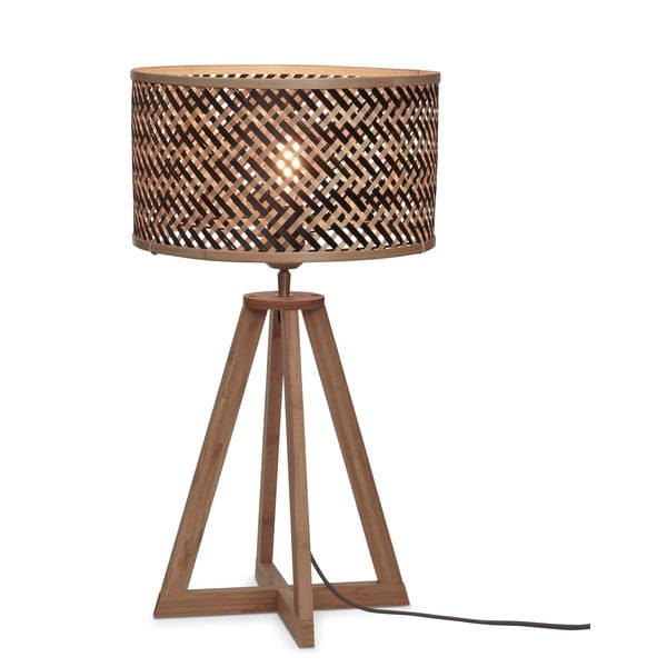 Stolní lampa s bambusovým stínidlem v černo-přírodní barvě (výška 53 cm) Java – Good&Mojo
