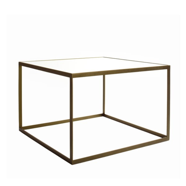 Zlatý konferenční stolek se sklem satináto Kureli Kubisto, 50x80cm