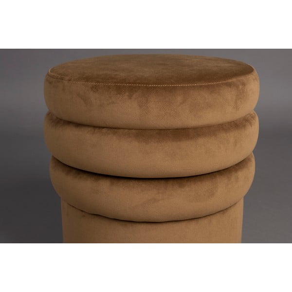 Hnědý sametový taburet Aditi – Dutchbone-image-3