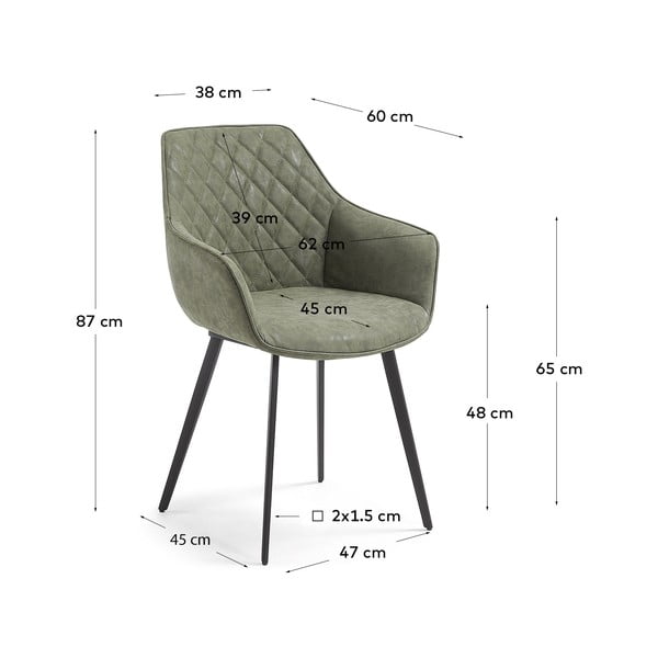 Khaki jídelní židle z imitace kůže v sadě 2 ks Amira – Kave Home-image-4